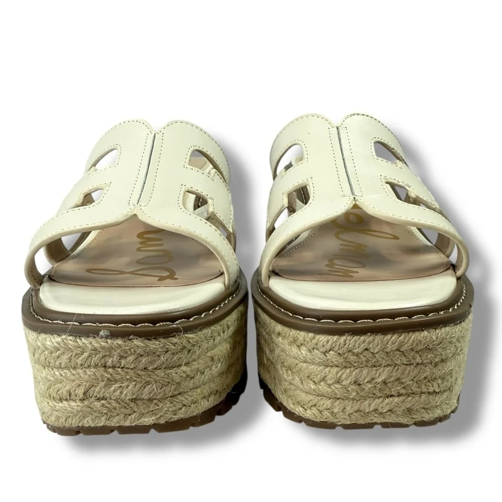 NEW Sam Edelman Laine Platform Wedge Espadrille Sandals Ivory Size 9.5 Resort